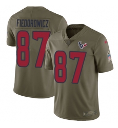 Men's Nike Houston Texans #87 C.J. Fiedorowicz Limited Olive 2017 Salute to Service NFL Jersey