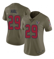 Women's Nike Houston Texans #29 Andre Hal Limited Olive 2017 Salute to Service NFL Jersey