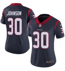 Women's Nike Houston Texans #30 Kevin Johnson Limited Navy Blue Team Color Vapor Untouchable NFL Jersey