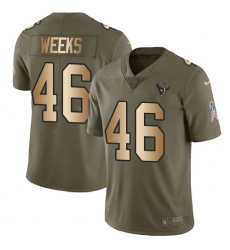 Youth Nike Houston Texans #46 Jon Weeks Limited Olive/Gold 2017 Salute to Service NFL Jersey