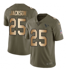 Youth Nike Houston Texans #25 Kareem Jackson Limited Olive/Gold 2017 Salute to Service NFL Jersey