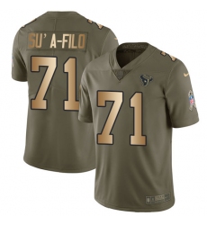 Men's Nike Houston Texans #71 Xavier Su'a-Filo Limited Olive/Gold 2017 Salute to Service NFL Jersey
