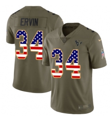 Youth Nike Houston Texans #34 Tyler Ervin Limited Olive/USA Flag 2017 Salute to Service NFL Jersey