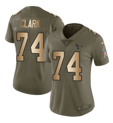 Women's Nike Houston Texans #74 Chris Clark Limited Olive/Gold 2017 Salute to Service NFL Jersey