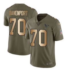 Men's Nike Houston Texans #70 Julien Davenport Limited Olive/Gold 2017 Salute to Service NFL Jersey