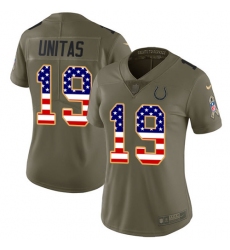 Women's Nike Indianapolis Colts #19 Johnny Unitas Limited Olive/USA Flag 2017 Salute to Service NFL Jersey