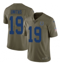 Youth Nike Indianapolis Colts #19 Johnny Unitas Limited Olive 2017 Salute to Service NFL Jersey