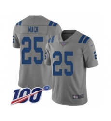 Men's Indianapolis Colts #25 Marlon Mack Limited Gray Inverted Legend 100th Season Football Jersey