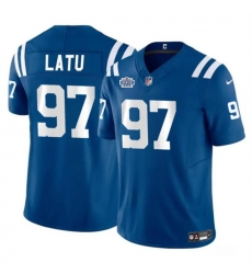 Men's Indianapolis Colts #97 Laiatu Latu Blue 2024 With Dradt F.U.S.E. Vapor Limited Stitched Football Jersey