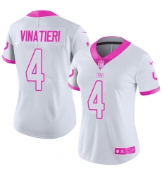 Women's Nike Indianapolis Colts #4 Adam Vinatieri Limited White/Pink Rush Fashion NFL Jersey