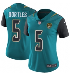Women's Nike Jacksonville Jaguars #5 Blake Bortles Teal Green Team Color Vapor Untouchable Limited Player NFL Jersey
