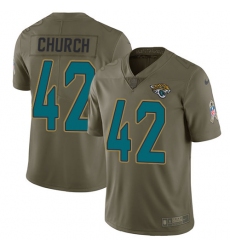 Men's Nike Jacksonville Jaguars #42 Barry Church Limited Olive 2017 Salute to Service NFL Jersey