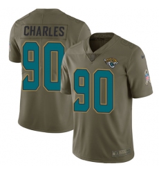 Men's Nike Jacksonville Jaguars #90 Stefan Charles Limited Olive 2017 Salute to Service NFL Jersey