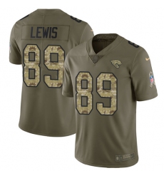 Men's Nike Jacksonville Jaguars #89 Marcedes Lewis Limited Olive/Camo 2017 Salute to Service NFL Jersey