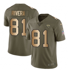 Men's Nike Jacksonville Jaguars #81 Mychal Rivera Limited Olive/Gold 2017 Salute to Service NFL Jersey