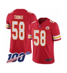 Men's Kansas City Chiefs #58 Derrick Thomas Red Team Color Vapor Untouchable Limited Player 100th Season Football Jersey