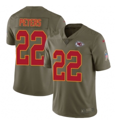 Men's Nike Kansas City Chiefs #22 Marcus Peters Limited Olive 2017 Salute to Service NFL Jersey