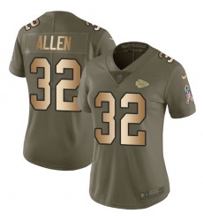 Women's Nike Kansas City Chiefs #32 Marcus Allen Limited Olive/Gold 2017 Salute to Service NFL Jersey