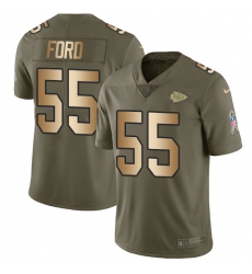 Youth Nike Kansas City Chiefs #55 Dee Ford Limited Olive/Gold 2017 Salute to Service NFL Jersey