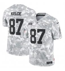 Men's Kansas City Chiefs #87 Travis Kelce 2024 Arctic Camo Salute To Service Limited Stitched Football Jersey