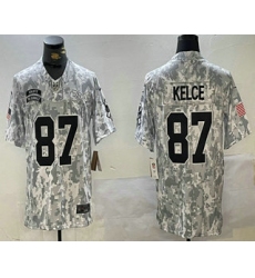 Men's Kansas City Chiefs #87 Travis Kelce Arctic Camo 2024 FUSE Salute to Service Limited Stitched Jersey