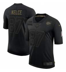 Men's Kansas City Chiefs #87 Travis Kelce Black Nike 2020 Salute To Service Limited Jersey