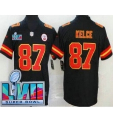 Youth Kansas City Chiefs #87 Travis Kelce Limited Black Super Bowl LVII Vapor Jersey