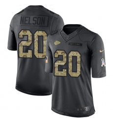Youth Nike Kansas City Chiefs #20 Steven Nelson Limited Black 2016 Salute to Service NFL Jersey