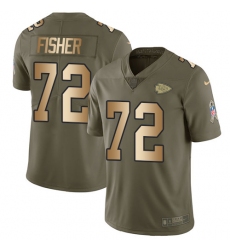Youth Nike Kansas City Chiefs #72 Eric Fisher Limited Olive/Gold 2017 Salute to Service NFL Jersey