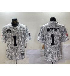 Men's Kansas City Chiefs #1 Xavier Worthy Arctic Camo 2024 FUSE Salute to Service Limited Stitched Jersey