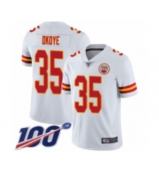 Men's Kansas City Chiefs #35 Christian Okoye White Vapor Untouchable Limited Player 100th Season Football Jersey