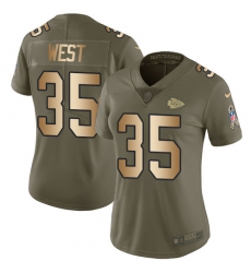 Women's Nike Kansas City Chiefs #35 Charcandrick West Limited Olive/Gold 2017 Salute to Service NFL Jersey