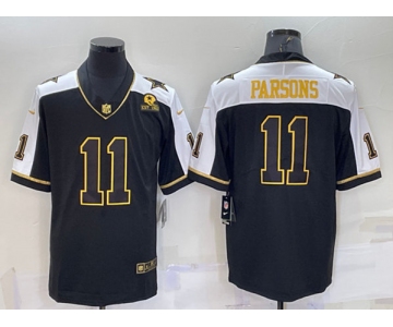 Men's Dallas Cowboys #11 Micah Parsons Black Gold Thanksgiving With Patch Stitched Jersey