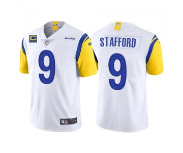Men's Los Angeles Rams 2022 #9 Matthew Stafford White With 4-star C Patch Stitched NFL Jersey